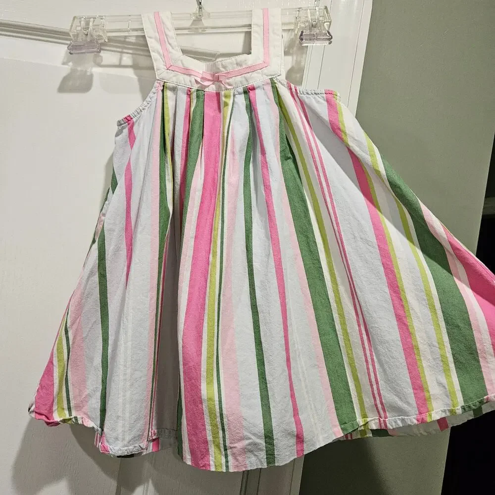 Gymboree White,‎ Pink, and Green Striped Dress Size 2T